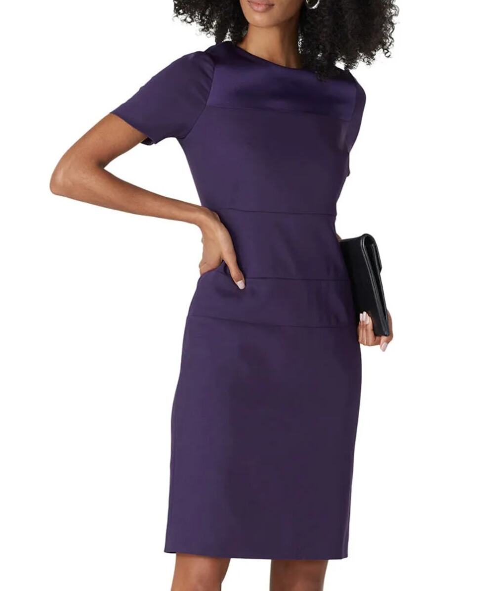 Hugo Boss Purple Mini Sheath Dress Size 2 Work Professional Modest Designer $550